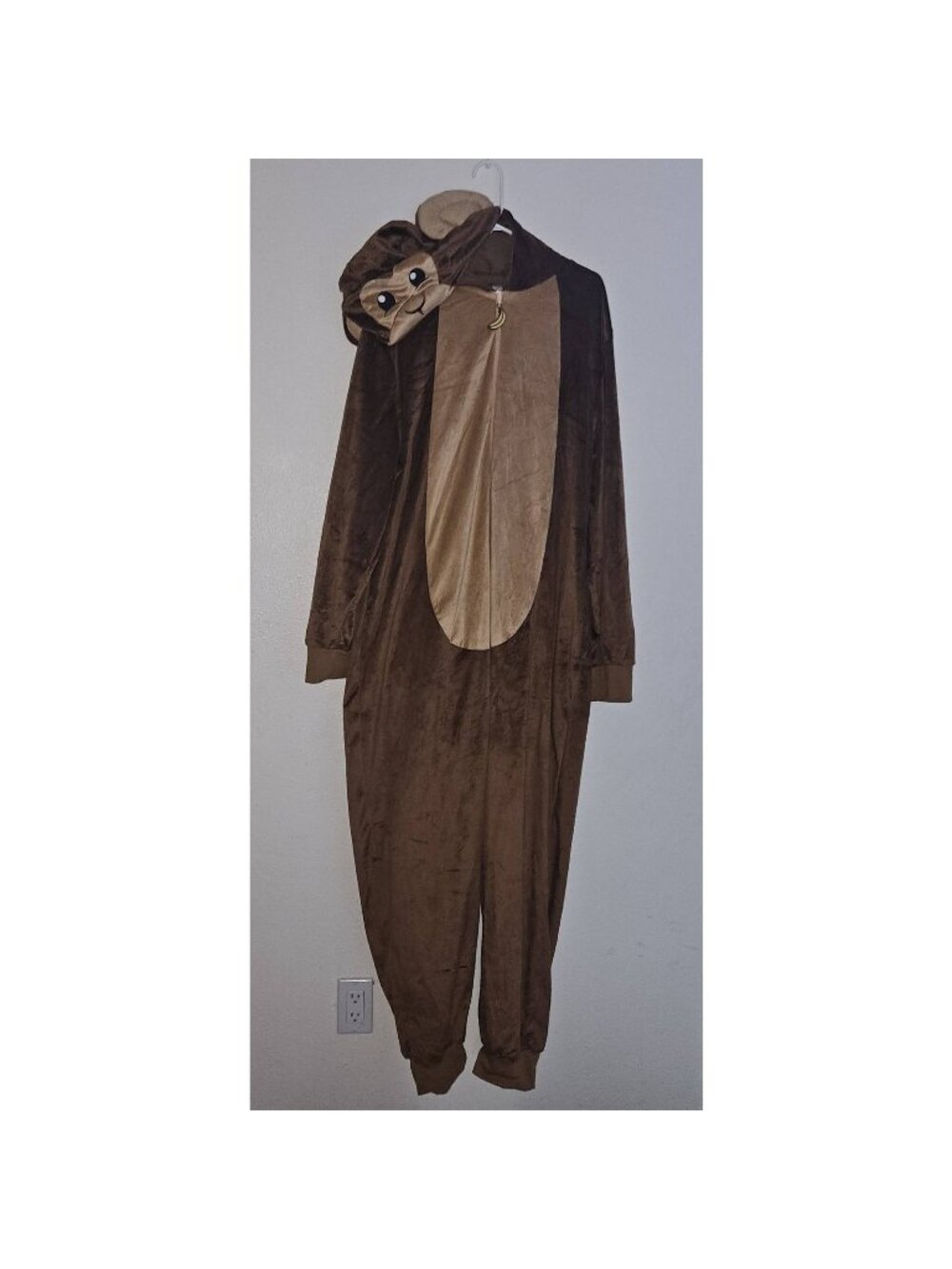 Spirit Brown Monkey Fleece Halloween Costume 1-Piece Hooded Adult Large XL